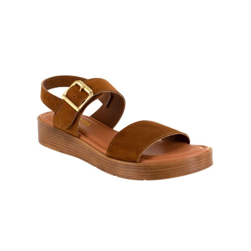 BELLA VITA Womens Brown 0.5" Platform Tay-italy Wedge Slingback Sandal 9 M